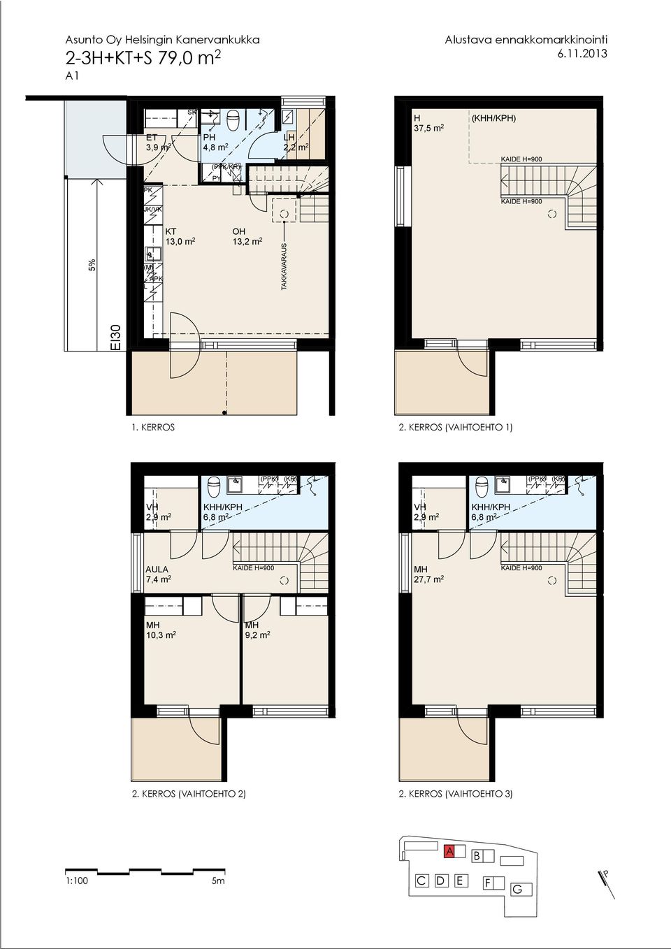 TAKKAVARAUS 16,6 m 2 A1 3H+KT 79,0 m 2 1. KERROS 2.