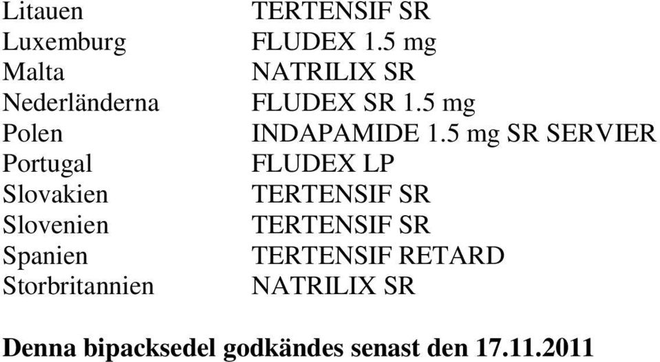 FLUDEX SR 1.5 mg INDAPAMIDE 1.