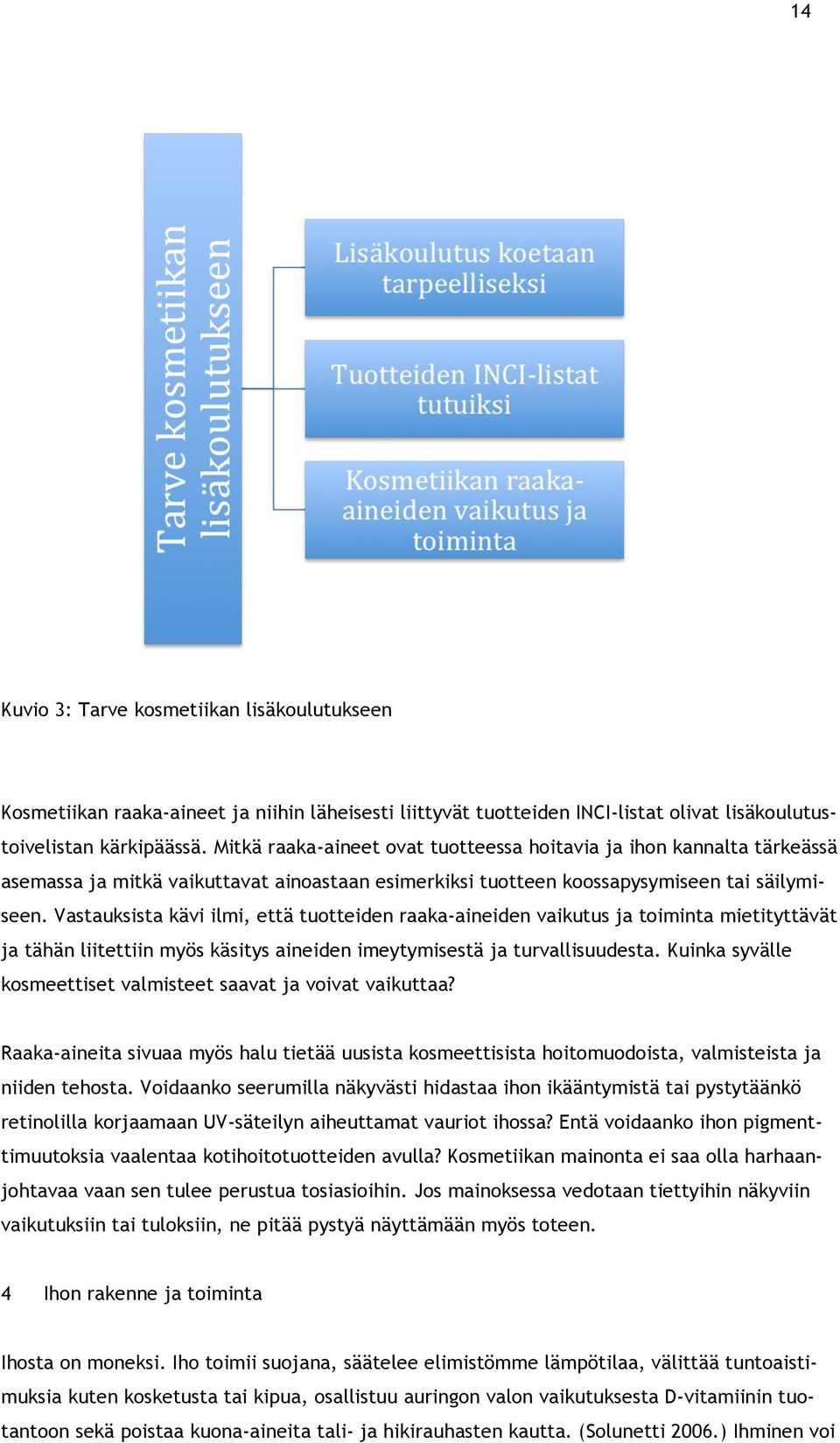 Vastauksista kävi ilmi, että tuotteiden raaka-aineiden vaikutus ja toiminta mietityttävät ja tähän liitettiin myös käsitys aineiden imeytymisestä ja turvallisuudesta.