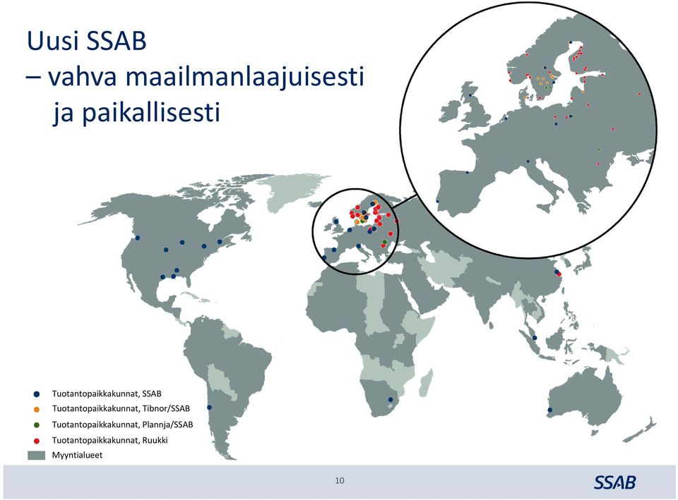 Tuotantopaikkakunnat, Tibnor/SSAB