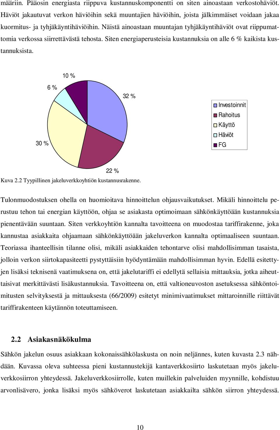 Näistä ainoastaan muuntajan tyhjäkäyntihäviöt ovat riippumattomia verkossa siirrettävästä tehosta. Siten energiaperusteisia kustannuksia on alle 6 % kaikista kustannuksista.