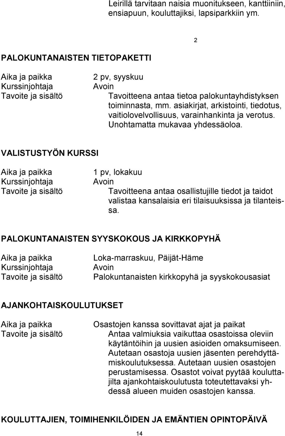 asiakirjat, arkistointi, tiedotus, vaitiolovelvollisuus, varainhankinta ja verotus. Unohtamatta mukavaa yhdessäoloa.