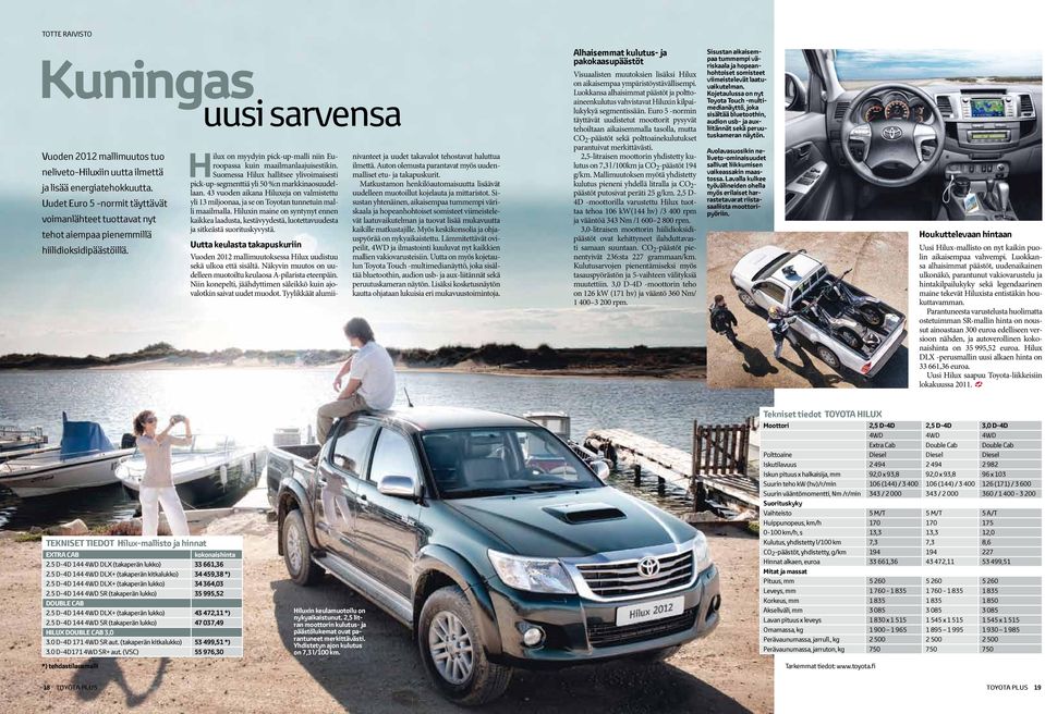 Suomessa Hilux hallitsee ylivoimaisesti pick-up-segmenttiä yli 50 %:n markkinaosuudellaan. 43 vuoden aikana Hiluxeja on valmistettu yli 13 miljoonaa, ja se on Toyotan tunnetuin malli maailmalla.