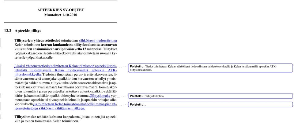 Lisäksi yhteenvetotiedot toimitetaan Kelan toimistoon apteekkijärjestelmästä tulostettavalla Kelan hyväksymällä apteekin ATKtilityslomakkeella.