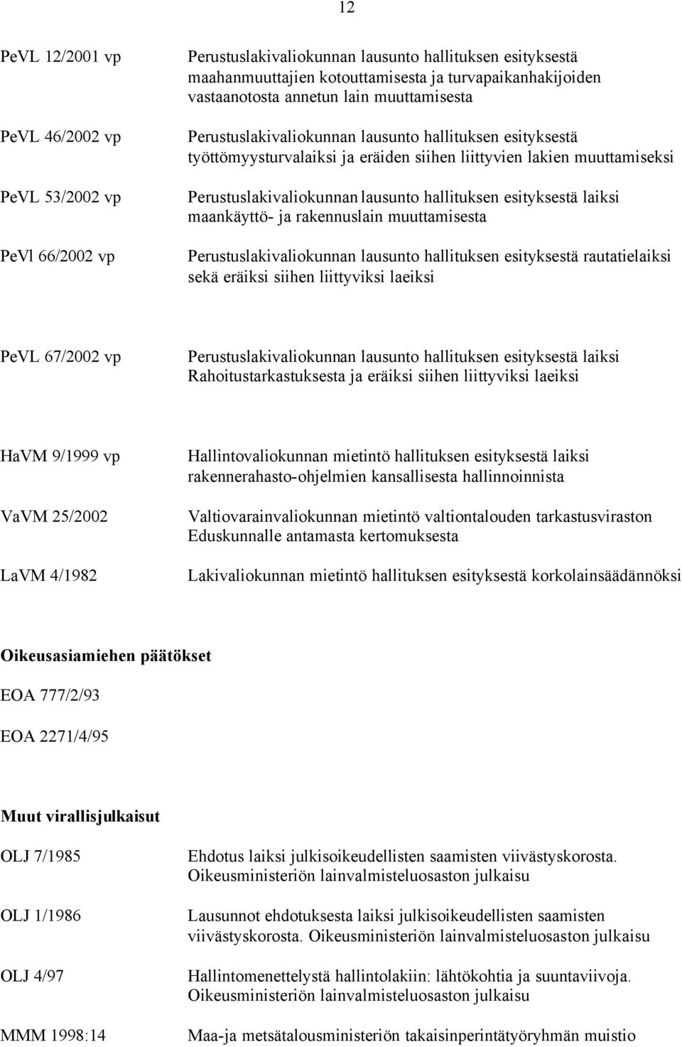 hallituksen esityksestä laiksi maankäyttö- ja rakennuslain muuttamisesta Perustuslakivaliokunnan lausunto hallituksen esityksestä rautatielaiksi sekä eräiksi siihen liittyviksi laeiksi PeVL 67/2002