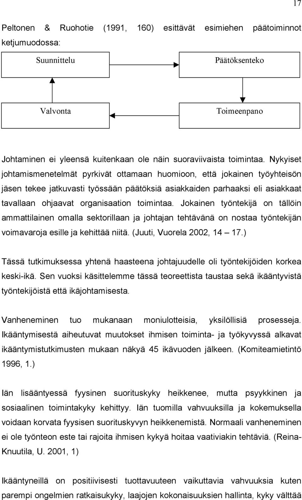 toimintaa. Jokainen työntekijä on tällöin ammattilainen omalla sektorillaan ja johtajan tehtävänä on nostaa työntekijän voimavaroja esille ja kehittää niitä. (Juuti, Vuorela 2002, 14 17.