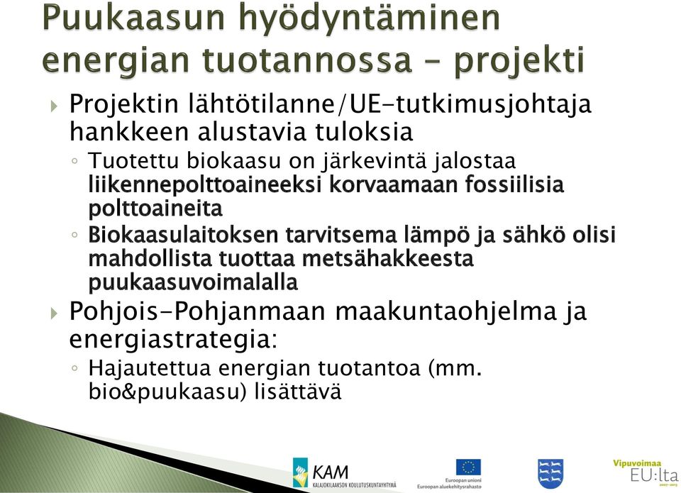 tarvitsema lämpö ja sähkö olisi mahdollista tuottaa metsähakkeesta puukaasuvoimalalla