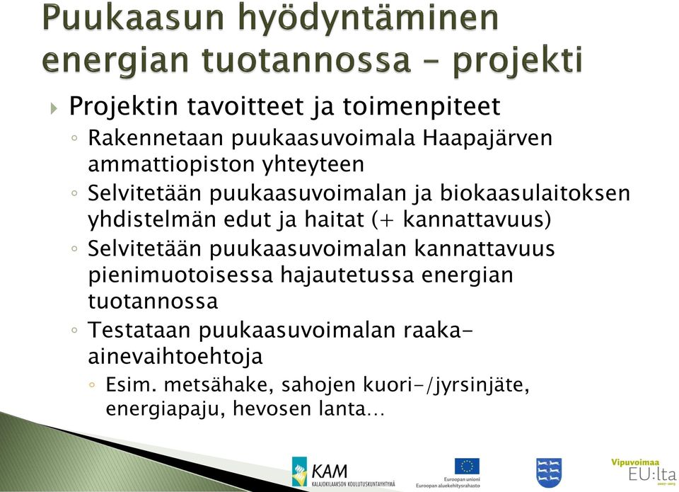 Selvitetään puukaasuvoimalan kannattavuus pienimuotoisessa hajautetussa energian tuotannossa