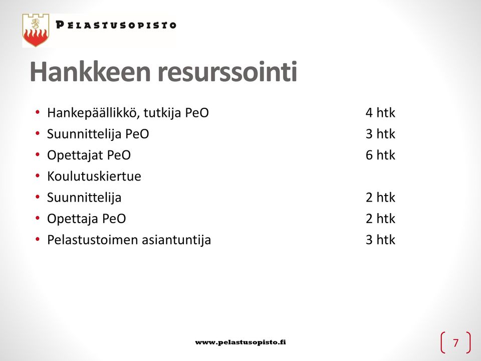 Suunnittelija Opettaja PeO Pelastustoimen