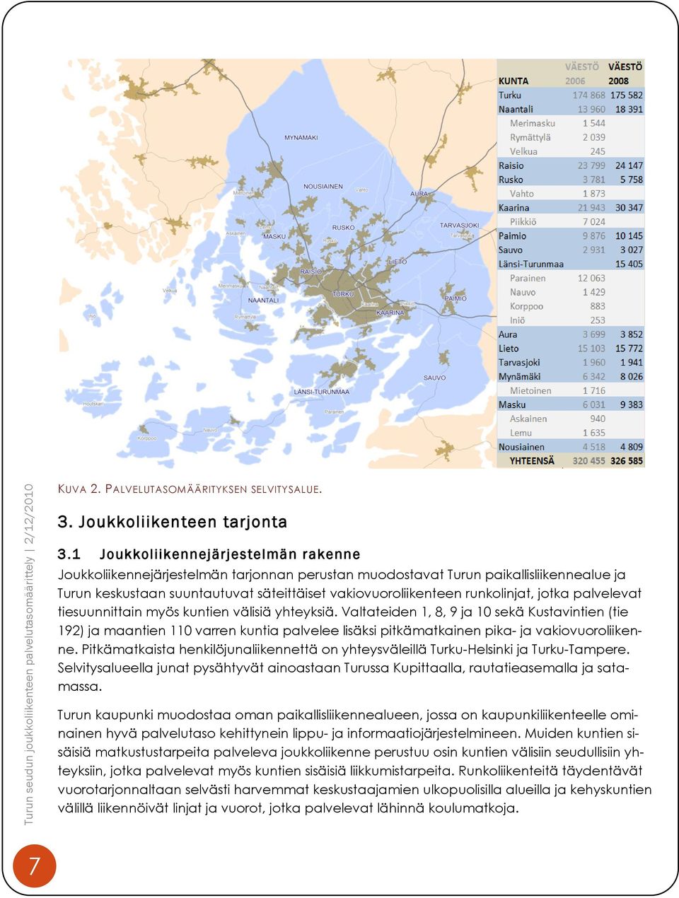 palvelevat tiesuunnittain myös kuntien välisiä yhteyksiä.