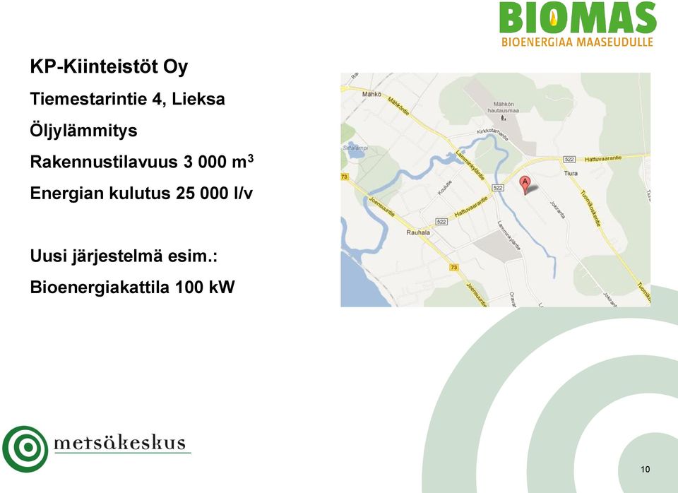 000 m 3 Energian kulutus 25 000 l/v Uusi