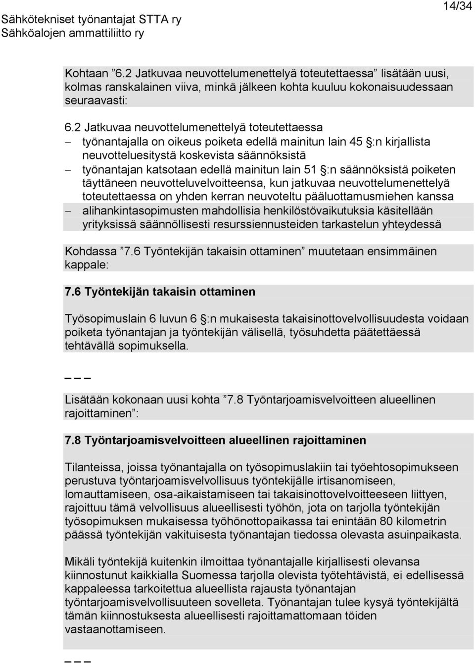 lain 51 :n säännöksistä poiketen täyttäneen neuvotteluvelvoitteensa, kun jatkuvaa neuvottelumenettelyä toteutettaessa on yhden kerran neuvoteltu pääluottamusmiehen kanssa alihankintasopimusten