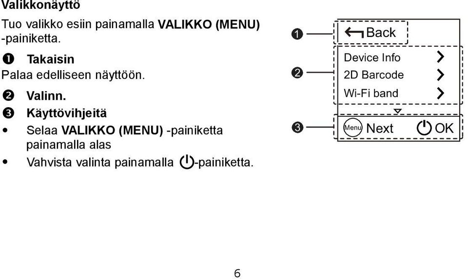 Käyttövihjeitä Selaa VALIKKO (MENU) -painiketta painamalla alas