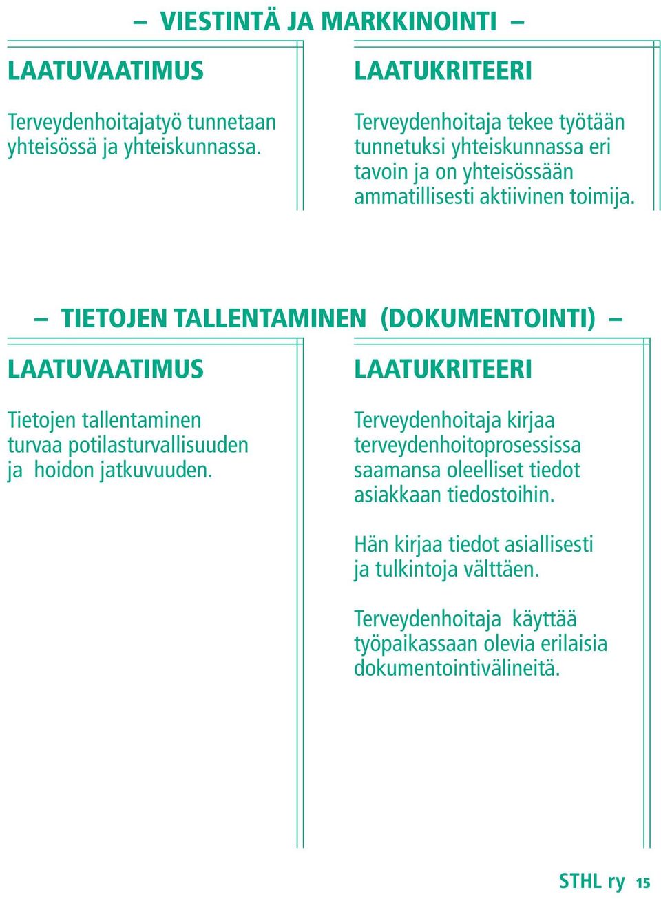 TIETOJEN TALLENTAMINEN (DOKUMENTOINTI) Tietojen tallentaminen turvaa potilasturvallisuuden ja hoidon jatkuvuuden.