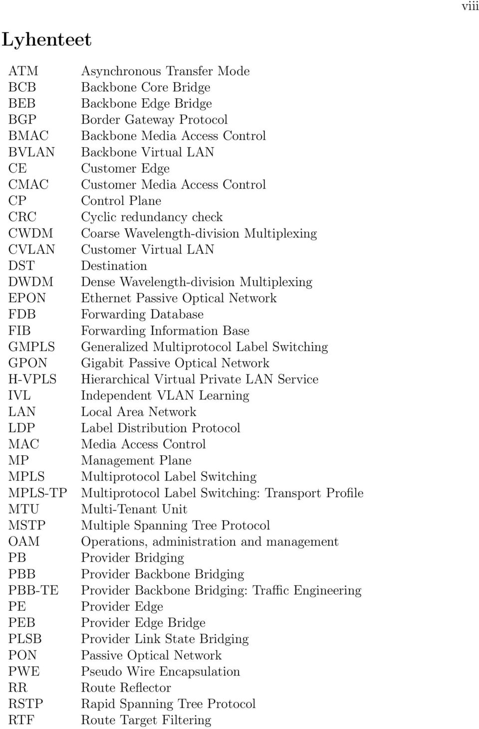 Plane Cyclic redundancy check Coarse Wavelength-division Multiplexing Customer Virtual LAN Destination Dense Wavelength-division Multiplexing Ethernet Passive Optical Network Forwarding Database