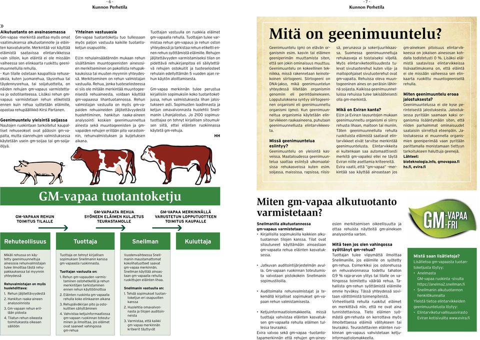 - Kun tilalle ostetaan kaupallisia rehuseoksia, kuten juomarehua, täysrehua tai täydennysrehua, tai soijatuotteita, on näiden rehujen gm-vapaus varmistettava jo ostotilanteessa.