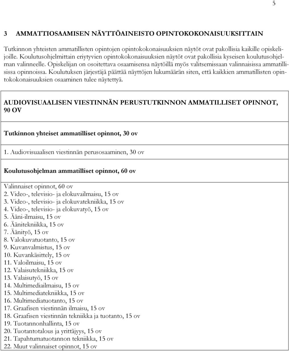 n on osoitettava osaamisensa näytöillä myös valitsemissaan valinnaisissa ammatillisissa opinnoissa.