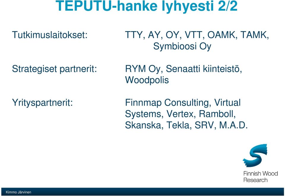 Symbioosi Oy RYM Oy, Senaatti kiinteistö, Woodpolis Finnmap