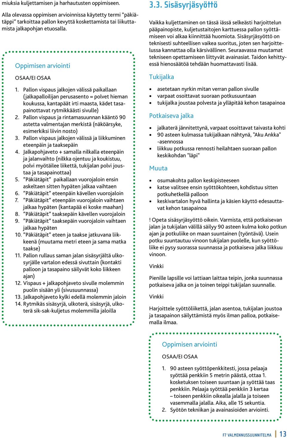 Pallon vispaus jalkojen välissä paikallaan (jalkapalloilijan perusasento = polvet hieman koukussa, kantapäät irti maasta, kädet tasapainottavat rytmikkäästi sivulle) 2.