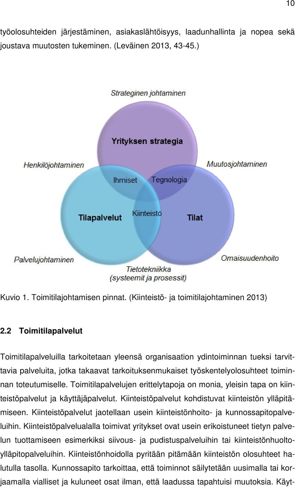 2 Toimitilapalvelut Toimitilapalveluilla tarkoitetaan yleensä organisaation ydintoiminnan tueksi tarvittavia palveluita, jotka takaavat tarkoituksenmukaiset työskentelyolosuhteet toiminnan