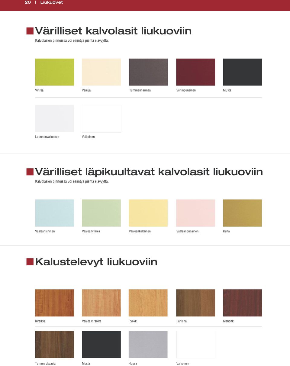 liukuoviin Kalvolasien pinnoissa voi esiintyä pientä elävyyttä.