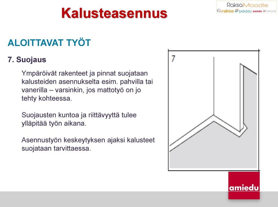 esim. pahvilla tai vanerilla varsinkin, jos mattotyö on jo tehty kohteessa.