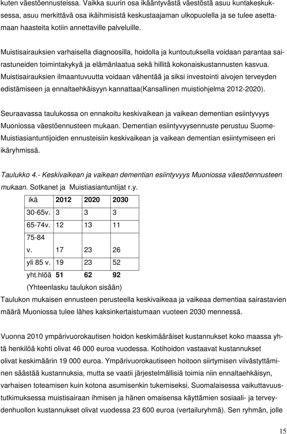 Muistisairauksien varhaisella diagnoosilla, hoidolla ja kuntoutuksella voidaan parantaa sairastuneiden toimintakykyä ja elämänlaatua sekä hillitä kokonaiskustannusten kasvua.