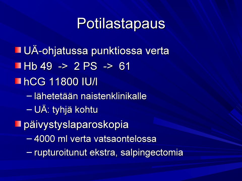 naistenklinikalle UÄ: tyhjä kohtu