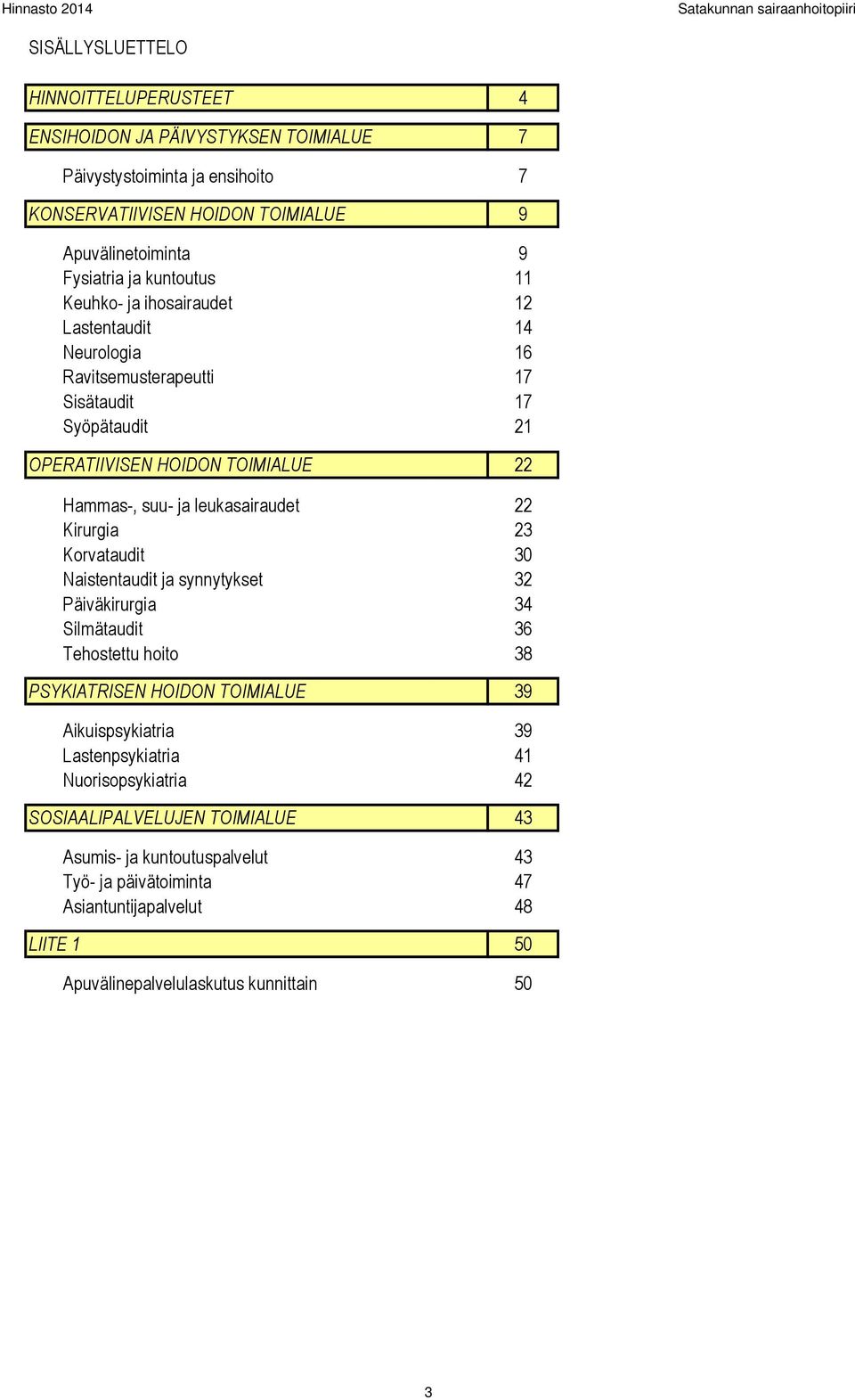 Hammas-, suu- ja leukasairaudet 22 Kirurgia 23 Korvataudit 30 Naistentaudit ja synnytykset 32 Päiväkirurgia 34 Silmätaudit 36 Tehostettu hoito 38 PSYKIATRISEN HOIDON TOIMIALUE 39