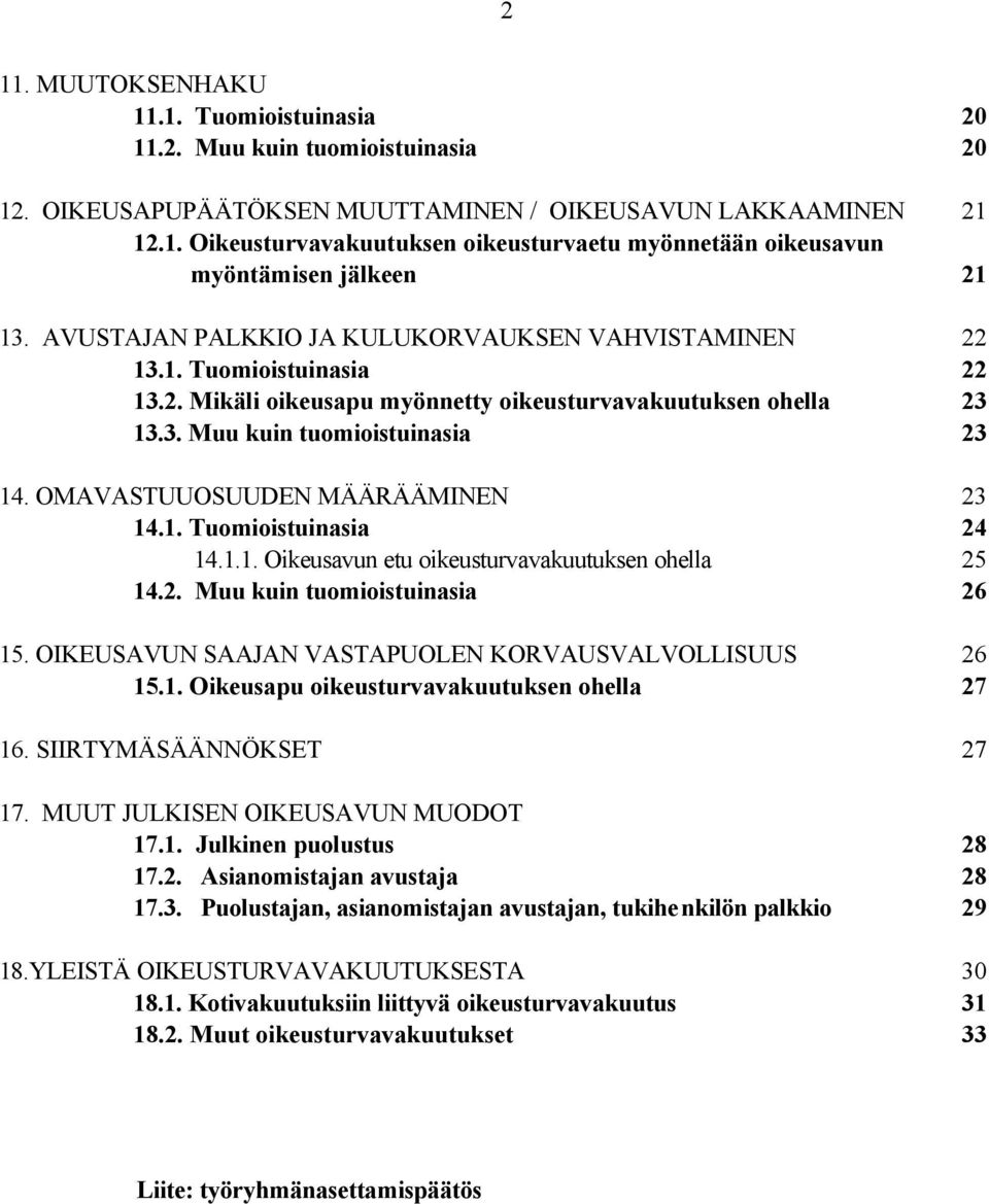 OMAVASTUUOSUUDEN MÄÄRÄÄMINEN 23 14.1. Tuomioistuinasia 24 14.1.1. Oikeusavun etu oikeusturvavakuutuksen ohella 25 14.2. Muu kuin tuomioistuinasia 26 15.