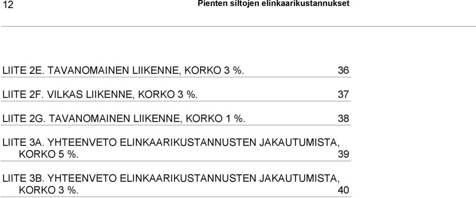 37 LIITE 2G. TAVANOMAINEN LIIKENNE, KORKO 1 %. 38 LIITE 3A.