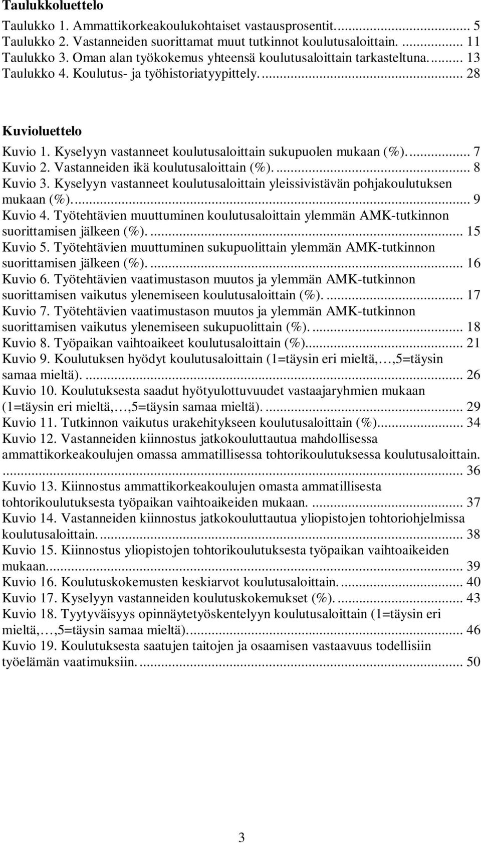 Kyselyyn vastanneet koulutusaloittain sukupuolen mukaan (%)... 7 Kuvio 2. Vastanneiden ikä koulutusaloittain (%).... 8 Kuvio 3.