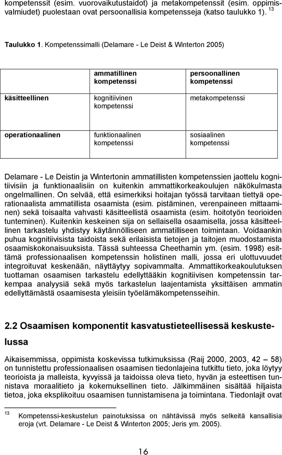 kompetenssi sosiaalinen kompetenssi Delamare - Le Deistin ja Wintertonin ammatillisten kompetenssien jaottelu kognitiivisiin ja funktionaalisiin on kuitenkin ammattikorkeakoulujen näkökulmasta