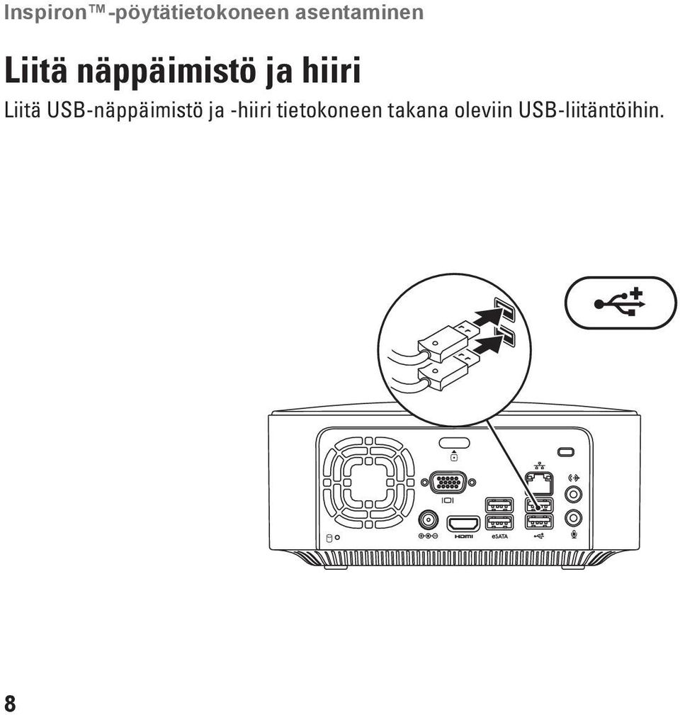 hiiri Liitä USB-näppäimistö ja