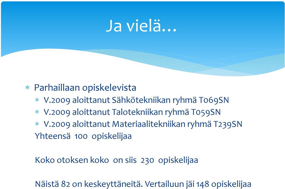 2009 aloittanut Talotekniikan ryhmä T059SN V.
