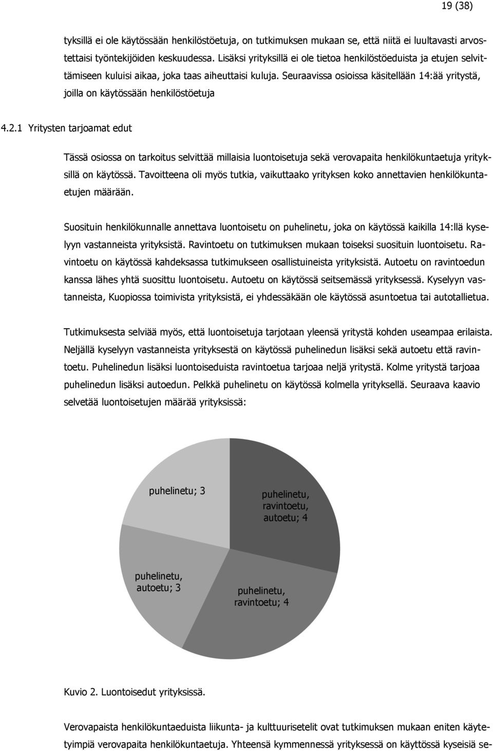 Seuraavissa osioissa käsitellään 14:ää yritystä, joilla on käytössään henkilöstöetuja 4.2.