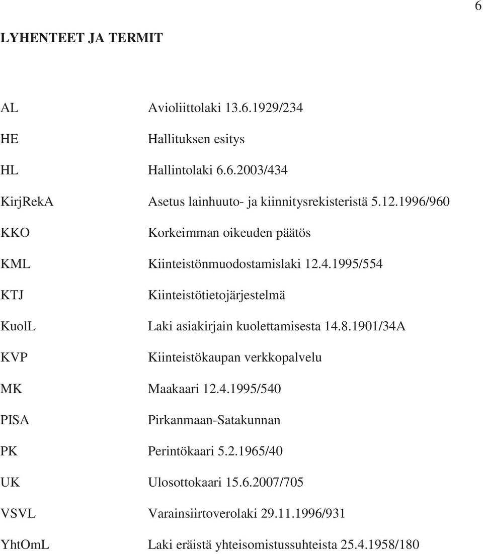 1995/554 KTJ KuolL KVP Kiinteistötietojärjestelmä Laki asiakirjain kuolettamisesta 14.8.1901/34A Kiinteistökaupan verkkopalvelu MK Maakaari 12.