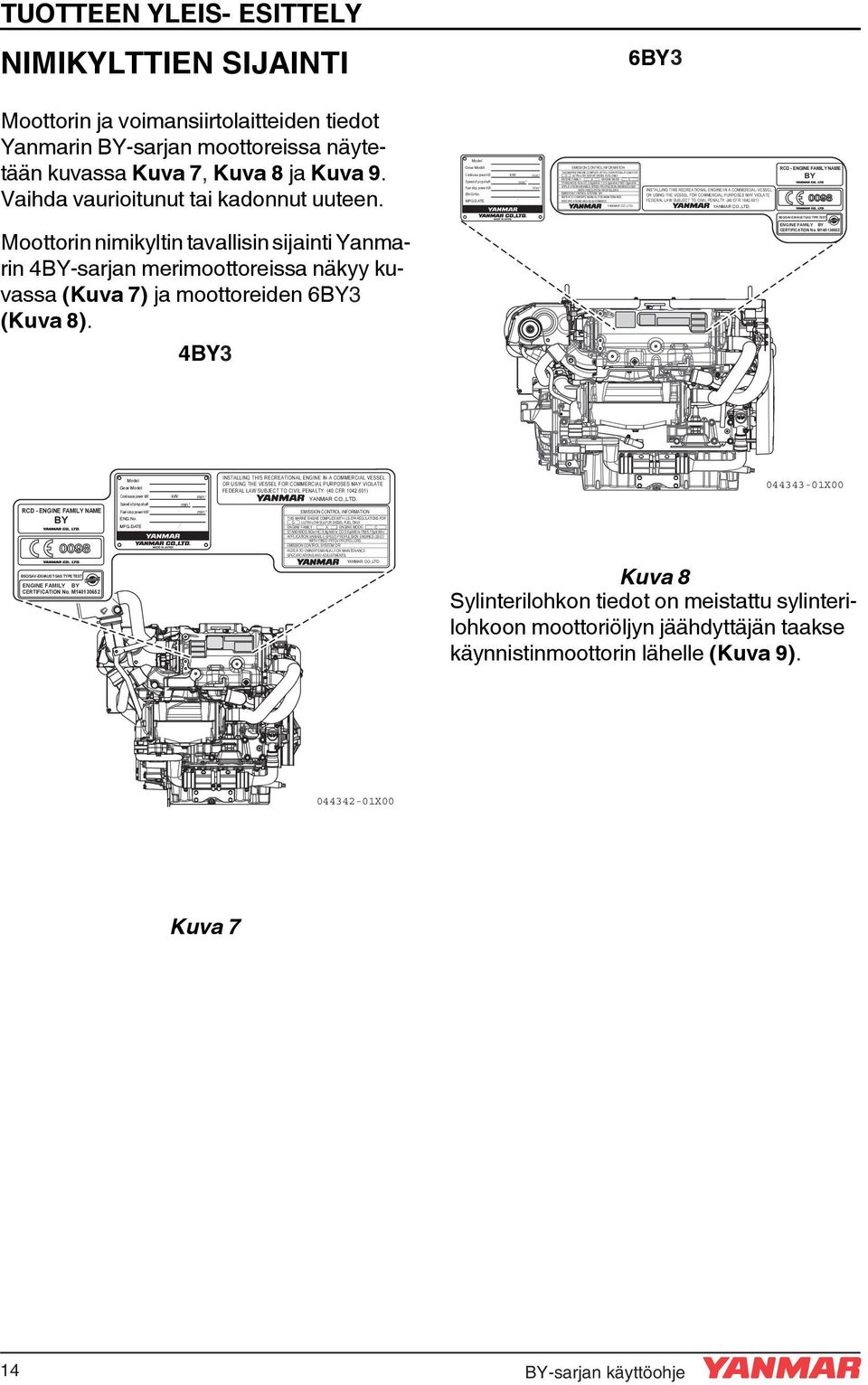 4BY2 3 Model Gear Model Continuous power kw Model Gear- ENGINE Model FAMILY NAME RCD BY Continuous power kw Fuel stop power kw ENG.No. min-1 / min-1 Speed of prop shaft Fuel stop power kw kw/ / MFG.