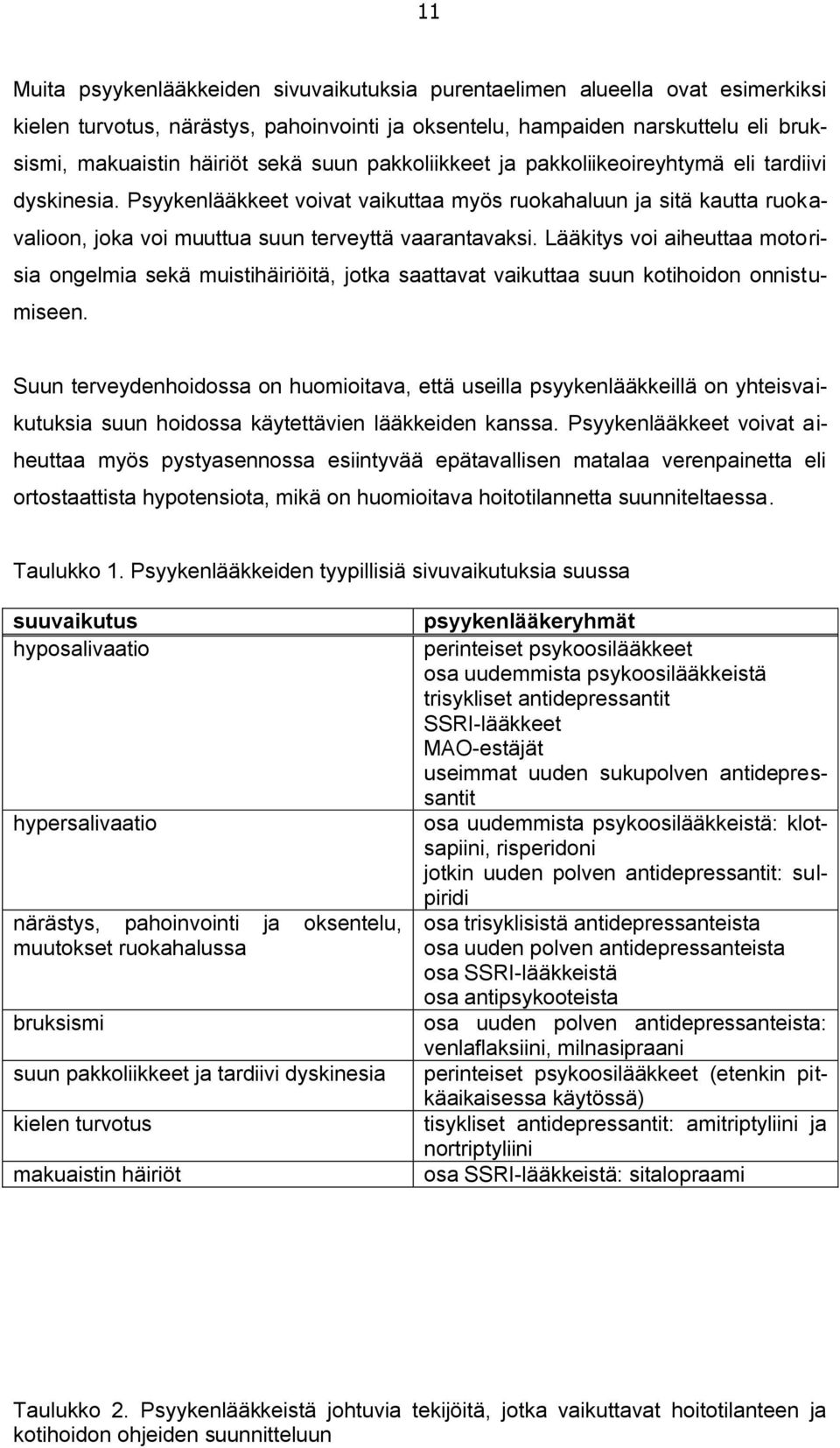 Lääkitys voi aiheuttaa motorisia ongelmia sekä muistihäiriöitä, jotka saattavat vaikuttaa suun kotihoidon onnistumiseen.