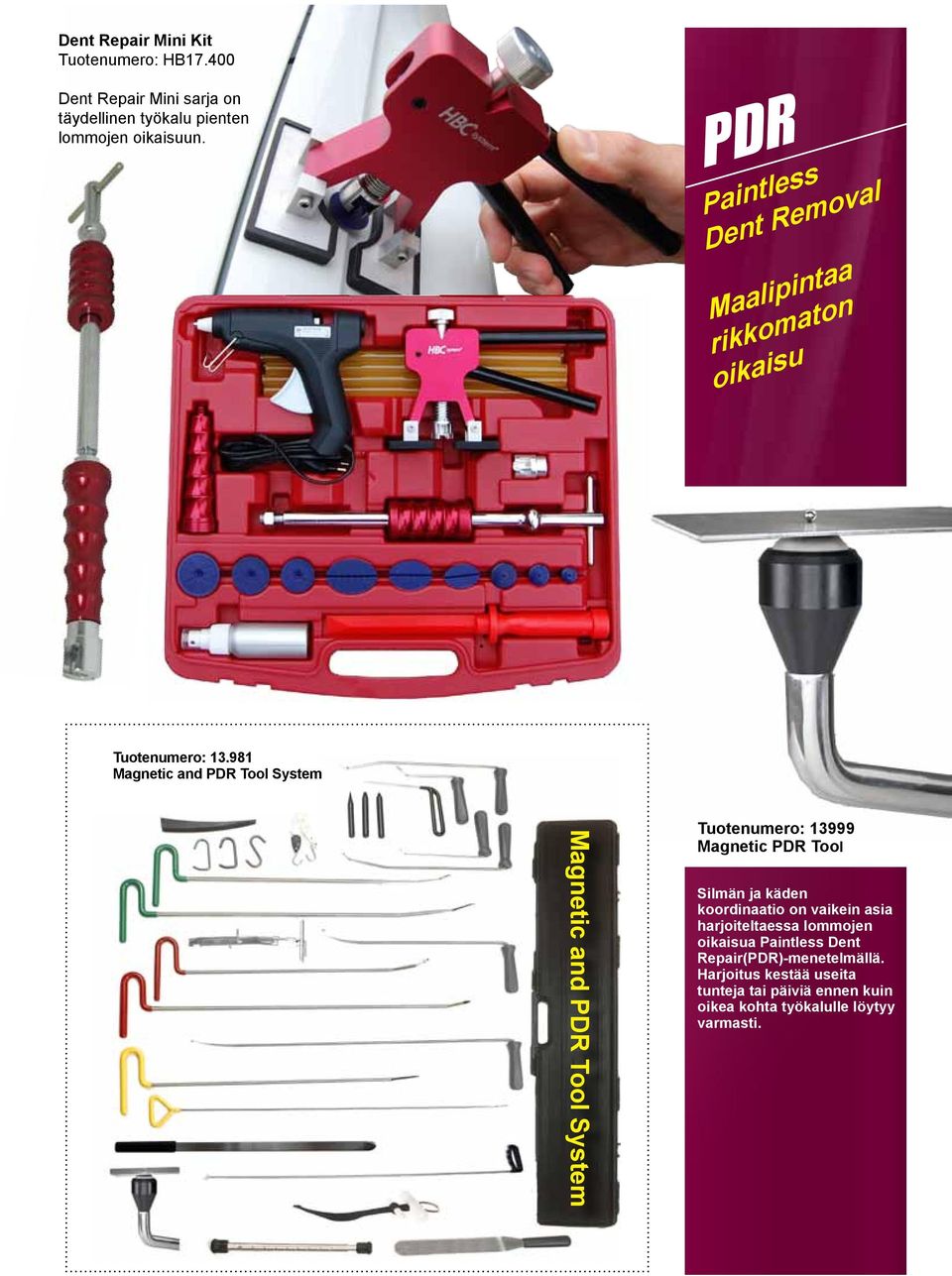 981 Magnetic and PDR Tool System Magnetic and PDR Tool System Tuotenumero: 13999 Magnetic PDR Tool Silmän ja käden