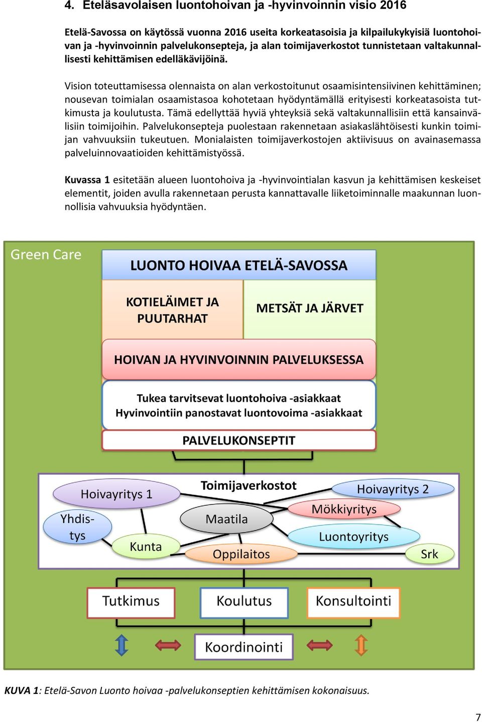 Vision toteuttamisessa olennaista on alan verkostoitunut osaamisintensiivinen kehittäminen; nousevan toimialan osaamistasoa kohotetaan hyödyntämällä erityisesti korkeatasoista tutkimusta ja