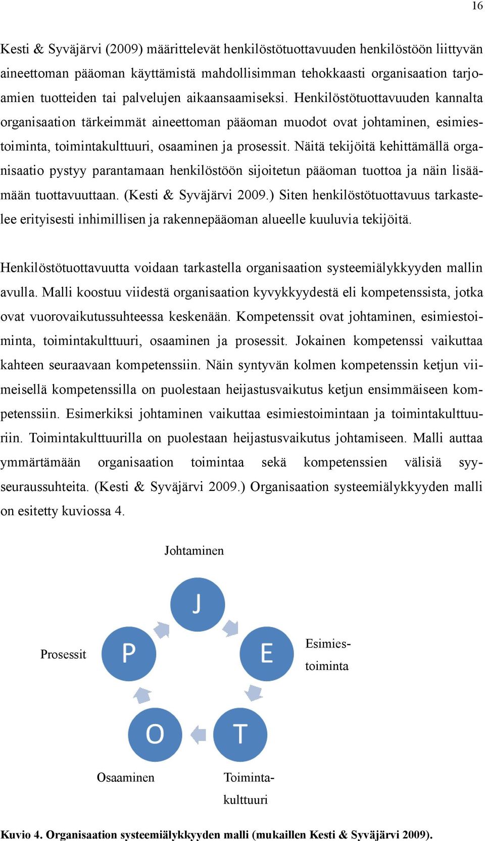 Näitä tekijöitä kehittämällä organisaatio pystyy parantamaan henkilöstöön sijoitetun pääoman tuottoa ja näin lisäämään tuottavuuttaan. (Kesti & Syväjärvi 2009.