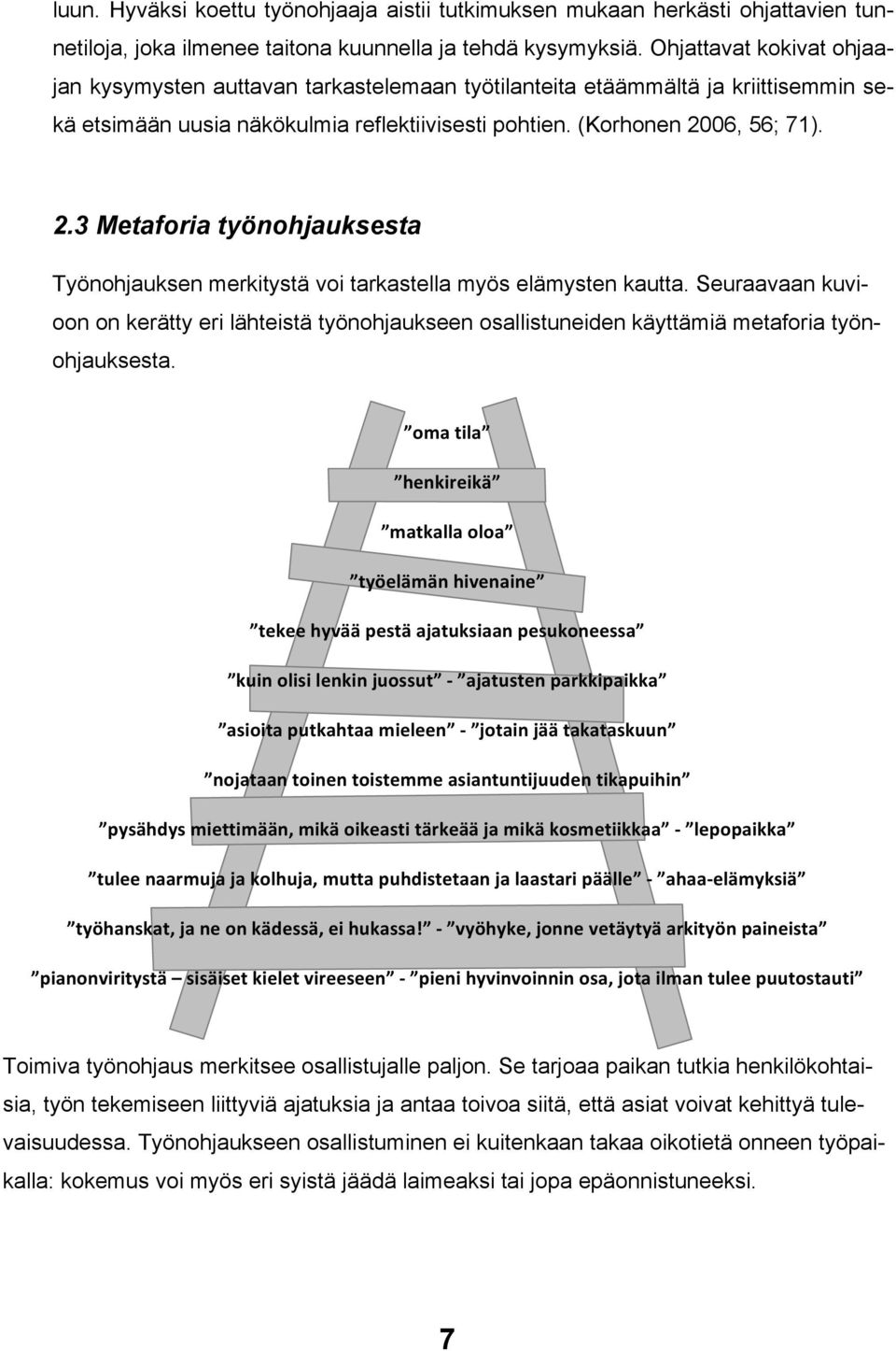 06, 56; 71). 2.3 Metaforia työnohjauksesta Työnohjauksen merkitystä voi tarkastella myös elämysten kautta.