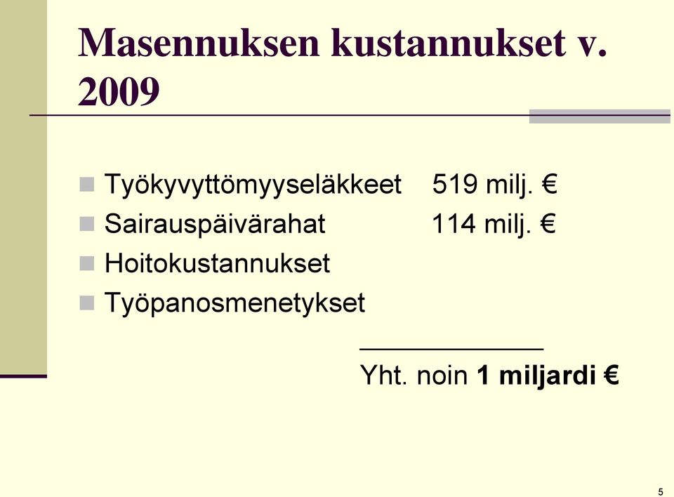 Sairauspäivärahat 114 milj.