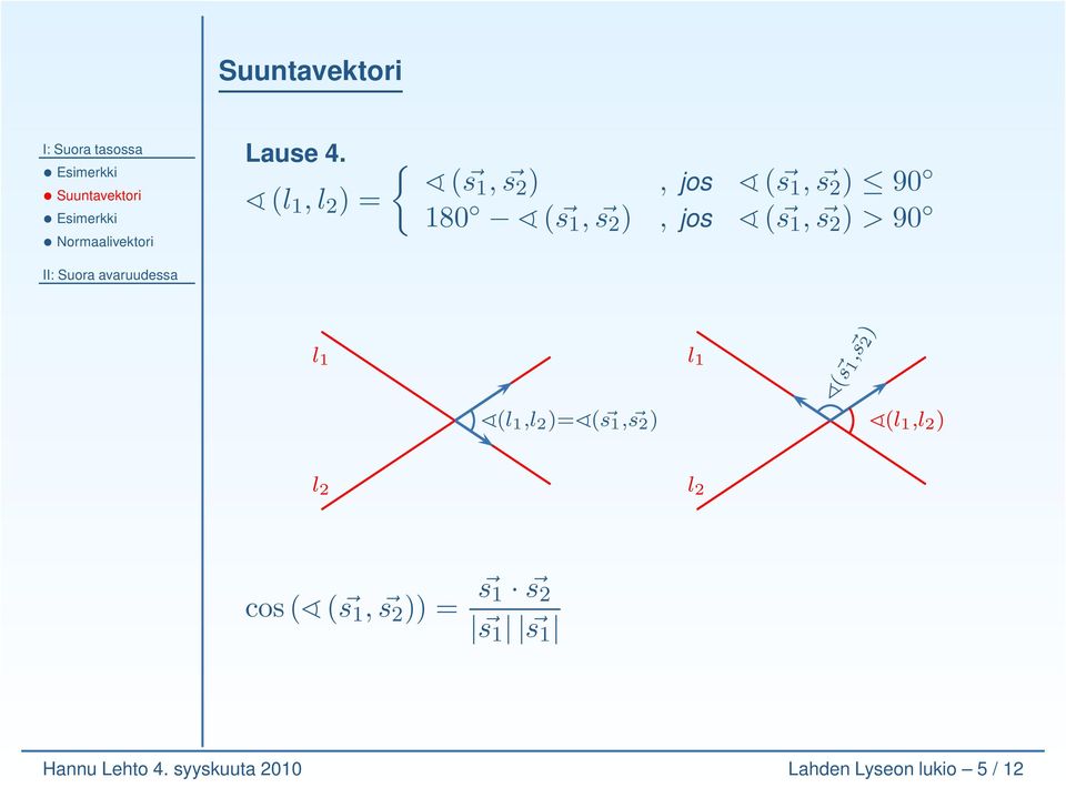 1, s 2 ) > 90 l 1 (l 1,l 2 )= ( s 1, s 2 ) l 1 ( s 1, s 2 ) (l 1,l 2 ) l 2