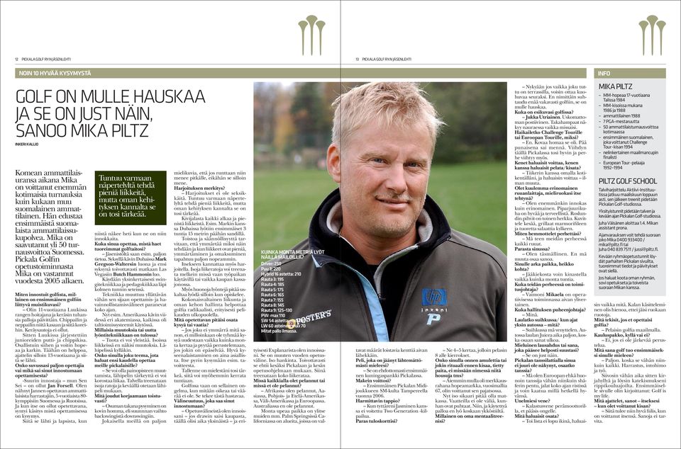 Pickala Golfin opetustoiminnasta Mika on vastannut vuodesta 2005 alkaen. Miten innostuit golfista, millainen on ensimmäinen golfiin liittyvä muistikuvasi?