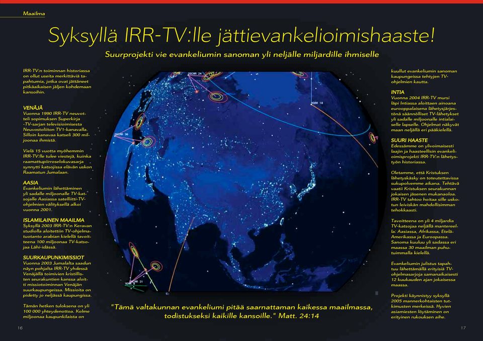 kansoihin. VENÄJÄ Vuonna 1990 IRR-TV neuvotteli sopimuksen Superkirja -TV- sarjan televisioimisesta Neuvosto liiton TV1-kanavalla. Silloin kanavaa katseli 300 miljoonaa ihmistä.