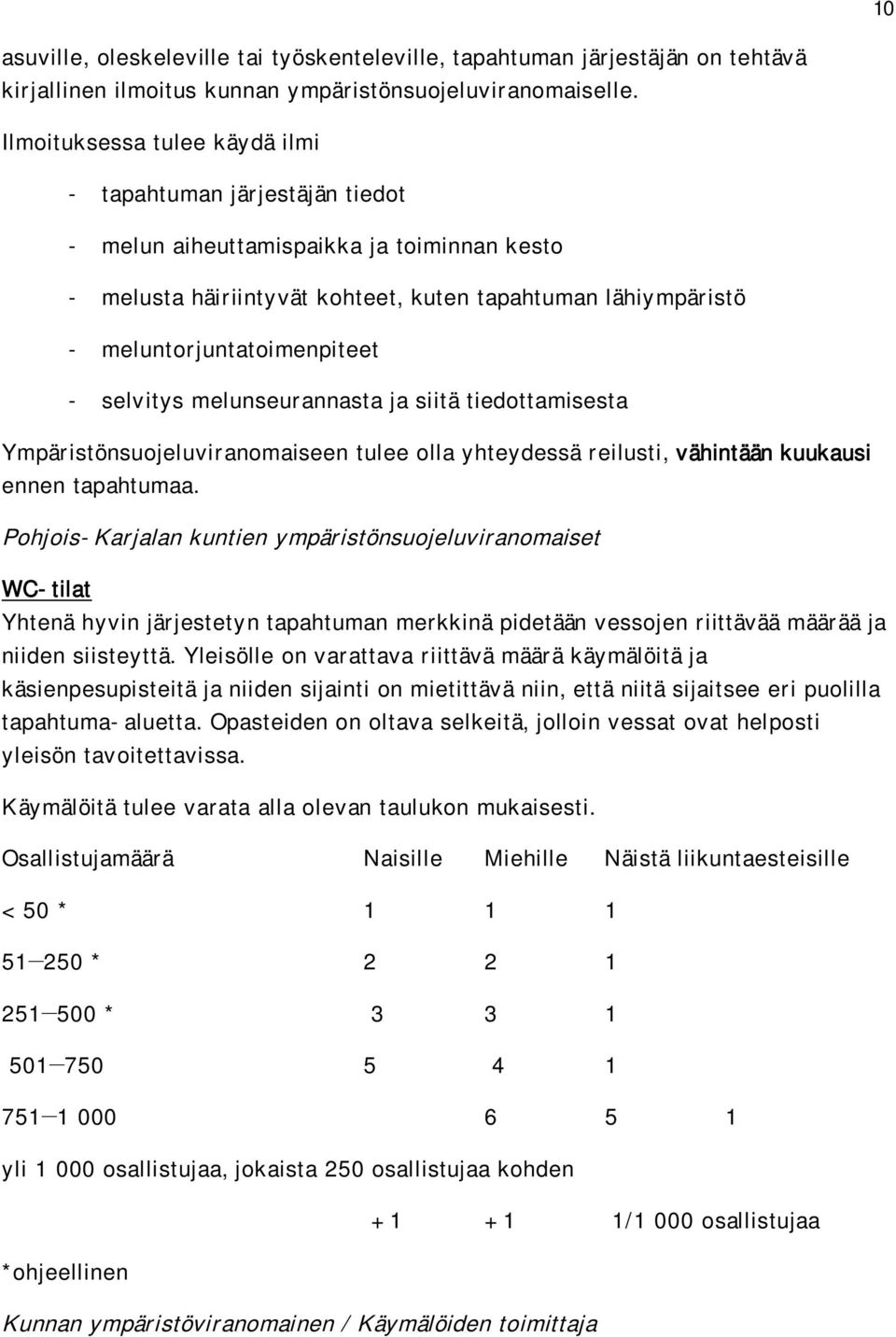 - selvitys melunseurannasta ja siitä tiedottamisesta Ympäristönsuojeluviranomaiseen tulee olla yhteydessä reilusti, vähintään kuukausi ennen tapahtumaa.