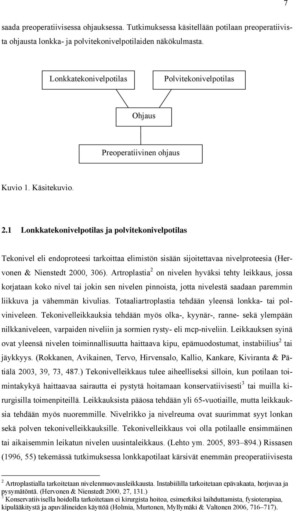 . Lonkkatekonivelpotilas ja polvitekonivelpotilas Tekonivel eli endoproteesi tarkoittaa elimistön sisään sijoitettavaa nivelproteesia (Hervonen & Nienstedt 000, 06).