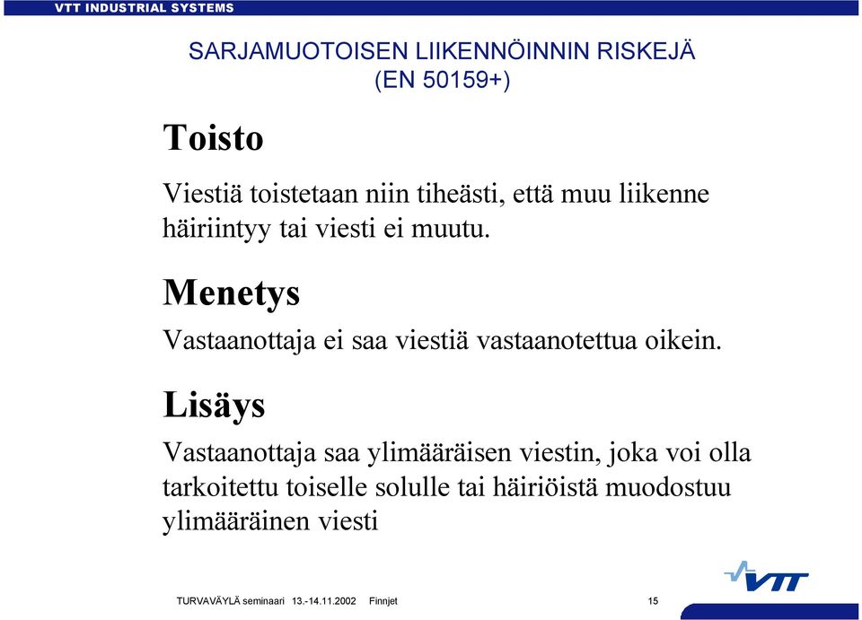 Menetys Vastaanottaja ei saa viestiä vastaanotettua oikein.